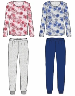 Pigiama Donna Lungo 100% Cotone Jersey Il Granchio Lady 417 Special Price -Moda Intimo Negozio 417 b