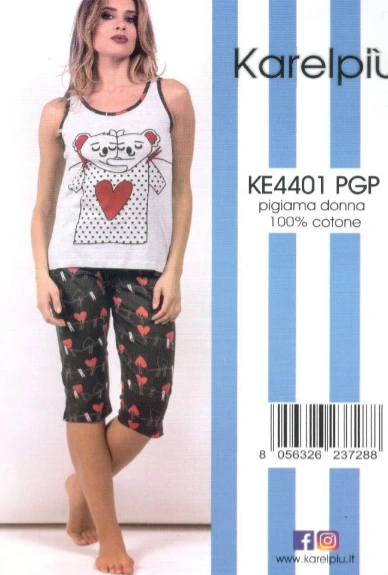 Pigiama Donna Corto Canottiera 100% Cotone Karelpiu' 4401 3 Pigiama Donna Corto Canottiera 100% Cotone Karelpiu' 4401
