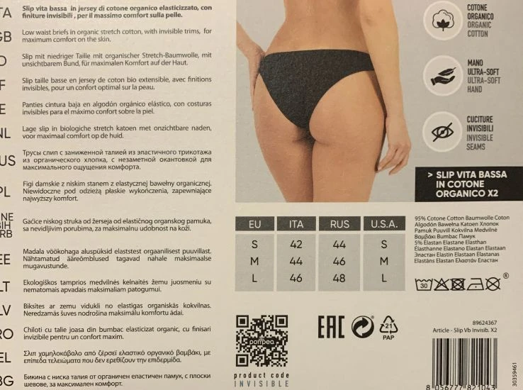 Slip Donna Invisibile Vita Bassa Cotone Elasticizzato Pompea Essential 4 Slip Donna Invisibile Vita Bassa Cotone Elasticizzato Pompea Essential - immagine 2