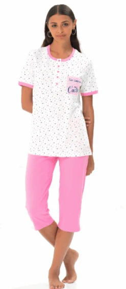 Pigiama Donna M/M Pinocchietto 100% Cotone MI-A-MY By Linclalor 74251 Special Price