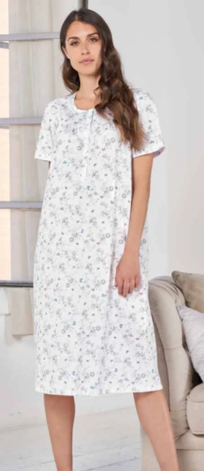 Camicia Da Notte Mezza Manica 100% Cotone Jersey Linclalor 74556 3 Camicia Da Notte Mezza Manica 100% Cotone Jersey Linclalor 74556