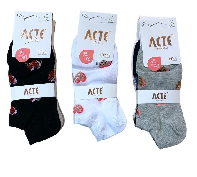Calzino Donna Corto Cotone Acte 7702/25 3 Calzino Donna Corto Cotone Acte 7702/25
