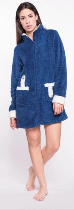 Vestaglia Donna Zip Pile Pellicciotto Sherpa Pigiamiamoci 1319