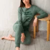 Tuta Casa Donna Cotone Pesante Jadea Home 5159 -Moda Intimo Negozio verde 1